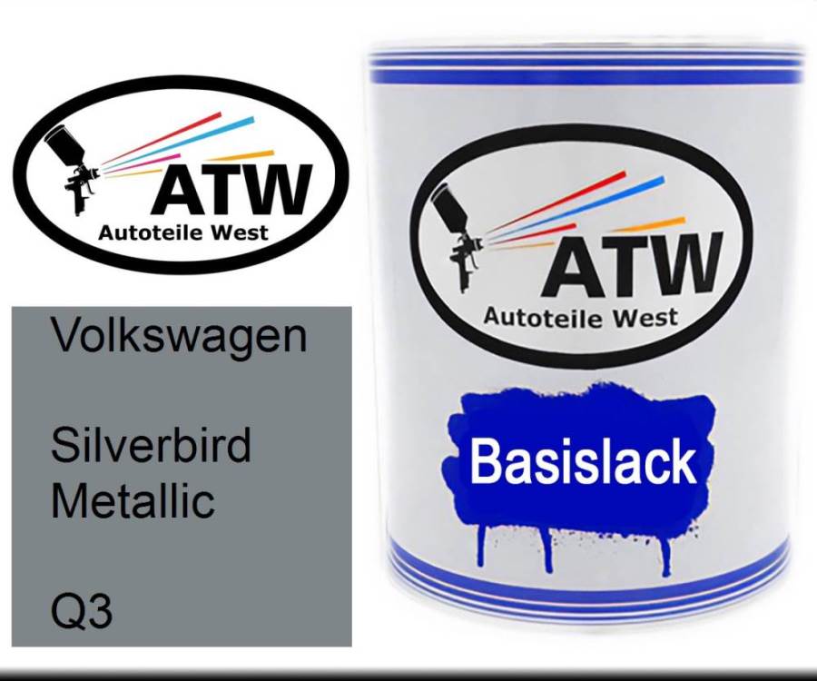 Volkswagen, Silverbird Metallic, Q3: 1L Lackdose, von ATW Autoteile West.